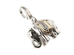 14Kt Gold, SS, Diamond Elephant Charm