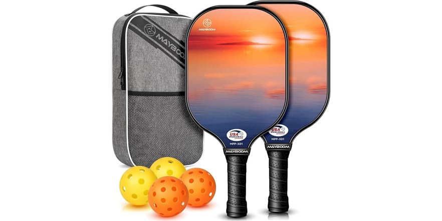 Mayboom Pickleball Paddle Set – USAPA Approved, 2 Rackets + Balls - Image 2