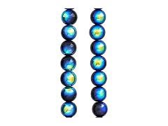 Bead Landing Black Aurora Borealis Round Glass Beads