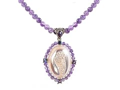 SS Snow Drusy Quartz, Amethyst Bead Pendnat