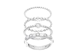 Sterling Silver Cubic Zriconia 4 Piece Ring Set- Pick Size