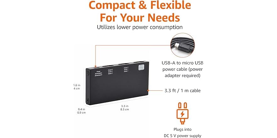 AmazonBasics HDMI Splitter – 1 In 2 Out, 4K@60Hz for Dual Screens - Image 4