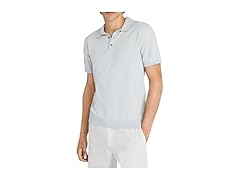 CLUB MONACO Mens (L) SS Stitch Polo Lt Grey