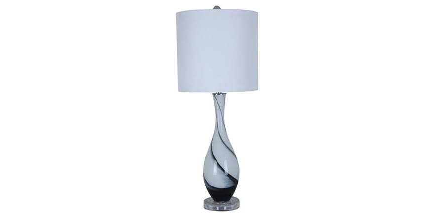 3-Way Black & White Art Glass Table Lamp