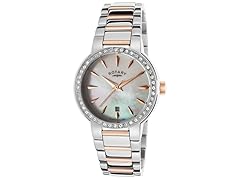 Rotary Women's Crystals Two-Tone SS Mop Dial Watch