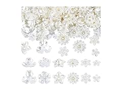 NBEADS 120 Pcs ABS Plastic Imitation Pearl Flower Beads