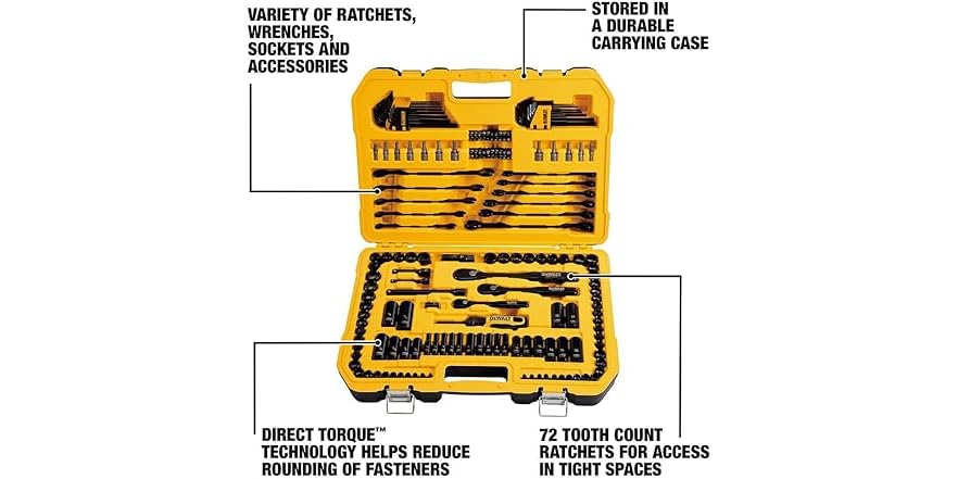 Jeu D'outils Mécaniques DEWALT 184 Pièces DWMT45184 - Chromé Noir, Avec étui Rigide - Neuf