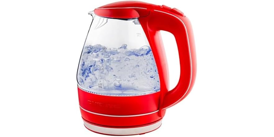 OVENTE Electric Kettle,1.5L Borosilicate Glass Red