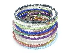 12 Pc Colorful Bead Open Bracelets