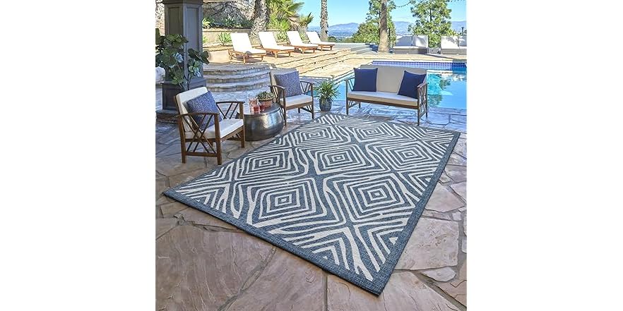 Gertmenian Indoor Outdoor Area Rug Blue Safari