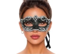 Luxury Mask  (OS) Masquerade Ball Black Silver
