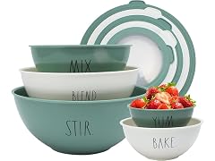 RaeDunn Mixing Bowls with Lids - 10Pc