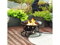 Portable Steel Camping Fire Pit w/ Lava Rock