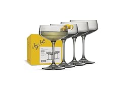 JoyJolt Sidney Cocktail Coupe Glasses Set of 4 | 8 oz Gray