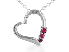 1/8ct Three stone Ruby Pendant