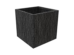 LeisureMod Verdura Stone Planter Black