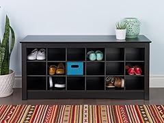 Black Shoe Storage Cubbie Bench