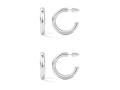 Claro Clivo White Gold Hoop Earrings 30MM