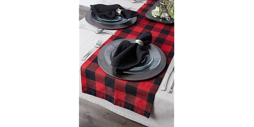DII Buffalo Check Collection - Manta Rústica De Granja Con Borlas, 50 X 60 Pulgadas Grisblanco