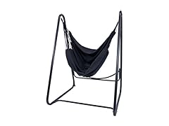 Sunnydaze Patio Hammock Chair with Stand- Black