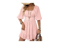 Dokotoo Women Square Neck Summer Dresses Tie Dress