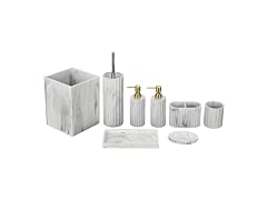 J&V Textiles 8Pc Bathroom Accessories Set WHITE
