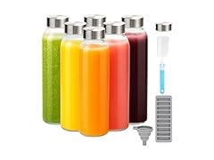 Zukro 18oz Glass Juice Bottles, 6 Pack