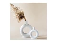 Set of 2 White Ceramic Vase