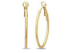 18K Gold Classic Round Hoop Earrings