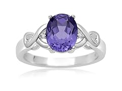 2 1/2 Carat Oval Shape Created Tanzanite and Diamond Ring- Pick Size