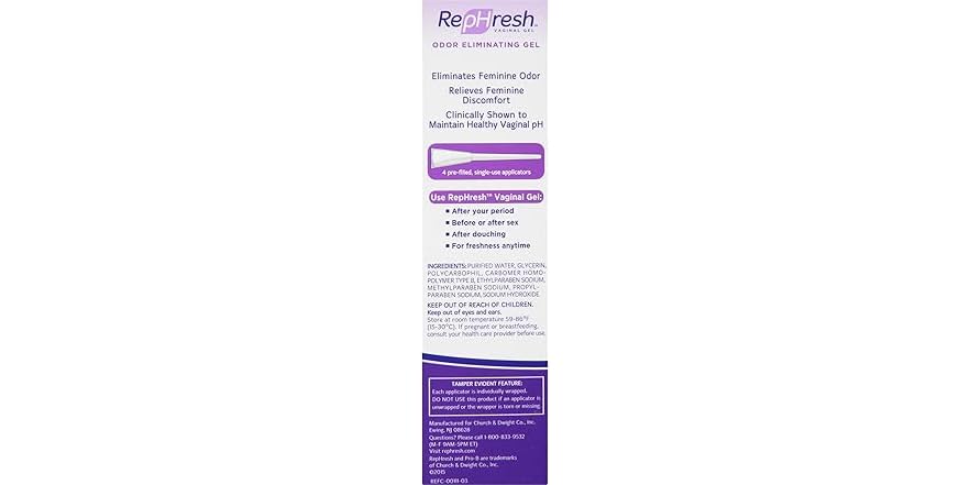 Rephresh Types RepHresh Odor Eliminating Vaginal Gel