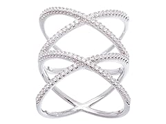 3.22-tw Simulated Diamond & White Gold Double-X Ring