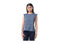 Lee Women Ruffle Sleeve Crewneck Tank Top