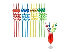 10" Bright Color Disco Ball Plastic Silly Straws