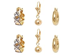 Gold & Silver Set of 3 Ball Drop & Hoop Earrings
