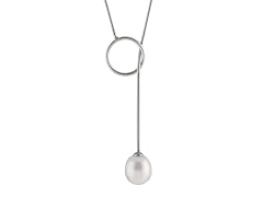 Splendid Pearls Sterling Silver Lariat Pearl Necklace