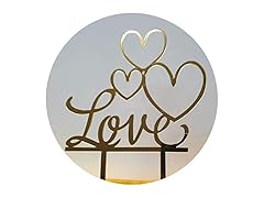 Love CakeTopper Gold Acrylic (3-Heart)