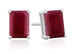 2 1/2ct Emerald Cut Ruby Earrings