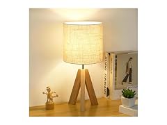 Brightever Wooden Tripod Nightstand Lamp