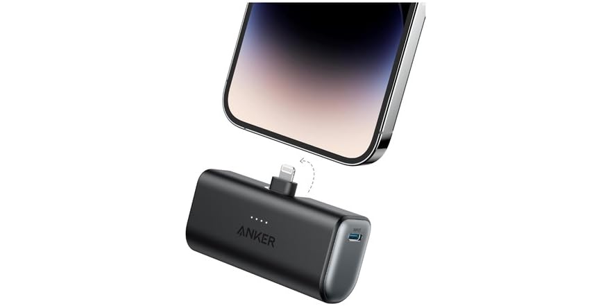 (1 or 2 PACK) Anker Nano 5,000mAh Power Bank with Built-in Lightning Connector