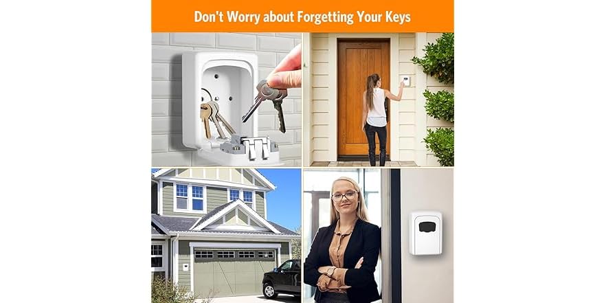 White Key Lock Box Key Lock Box Wall Mounted, White 2 Pack
