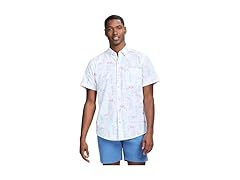 Izod Men (S) Saltwater Shirt Bright White Flamingo