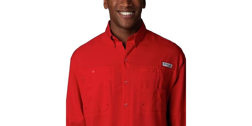Chemise Columbia PFG Super Tamiami Homme - Manches Longues - Orange Pêche - Taille XXL