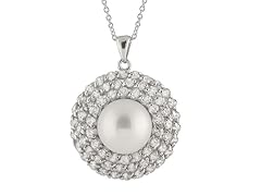 Triple Row CZ Pearl Pendant