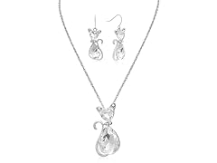 Sassy Crystal Cat Necklace w/ Earrings