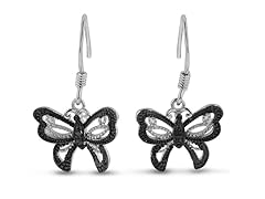 Black Diamond Butterfly Earrings