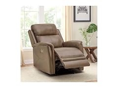 Faux Leather Recliner Chair, USB, Brown