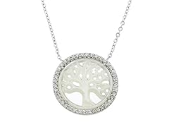 Sterling Silver Tree Of Life White Mother Of Pearl Pendant