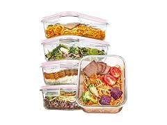 Vtopmart Pink 5 Pack 35oz Glass Containers W/ Lids