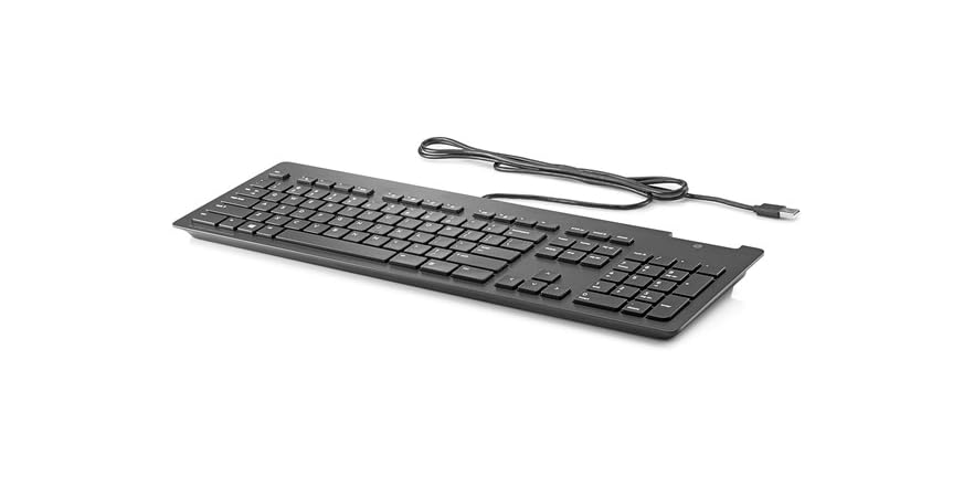 HP Slim USB Keyboard – Black, QWERTY, Plug & Play, Office & Business Ready